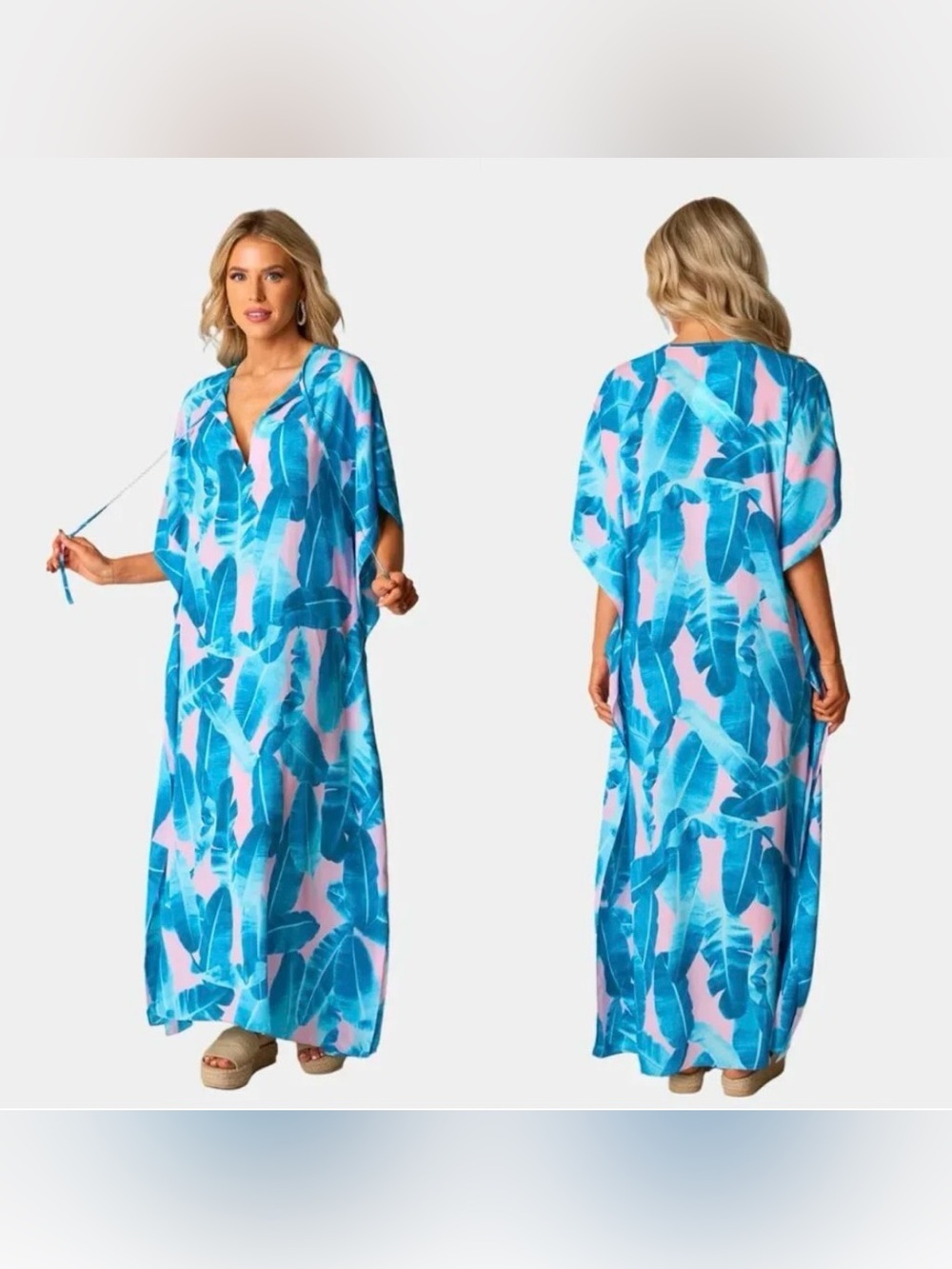 NWT Buddy Love Miller Caftan Maxi Dress Cover Up In Tahiti Print Sz S/M Beach